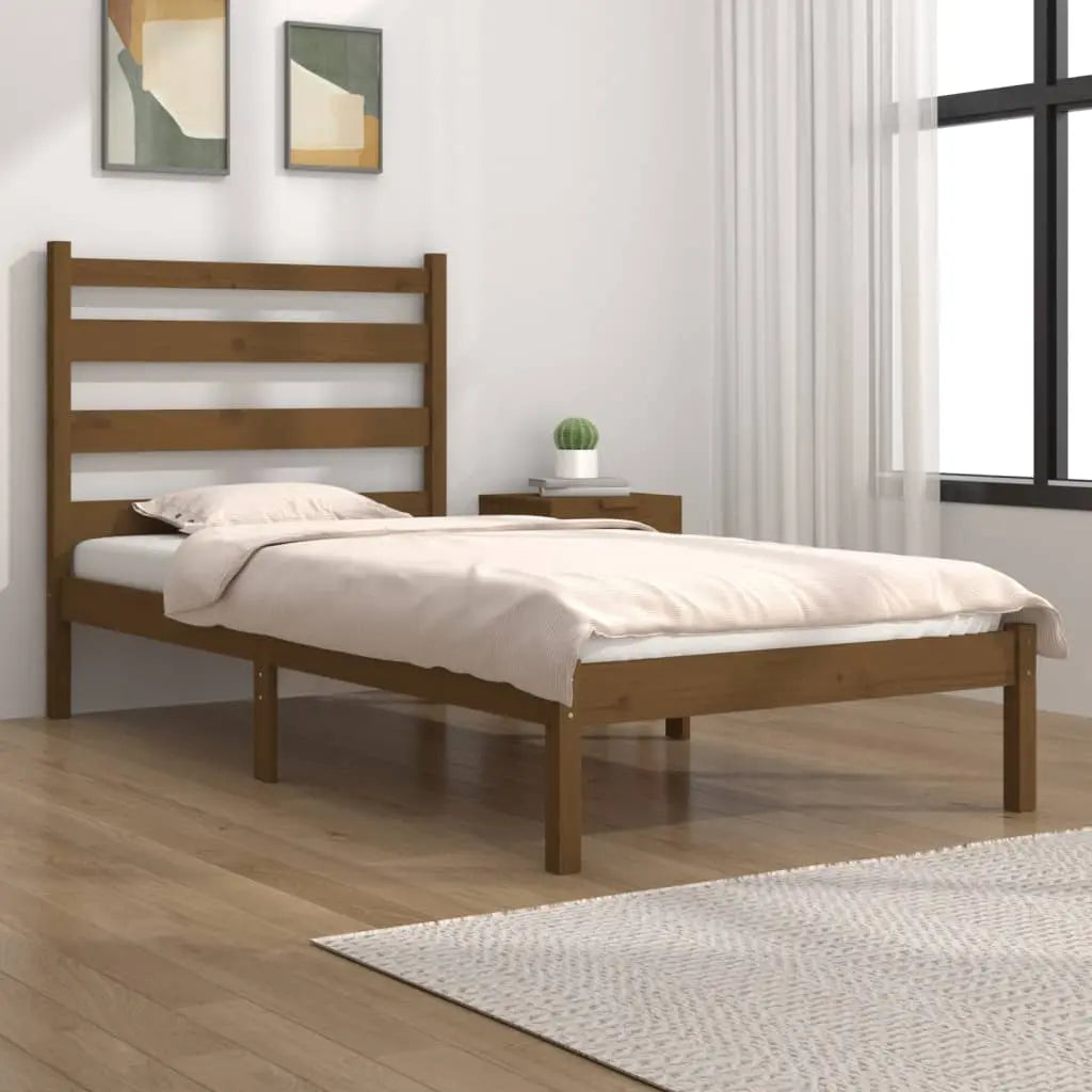 Vetonek Estructura de cama madera maciza de pino marrón miel 100x200 cm