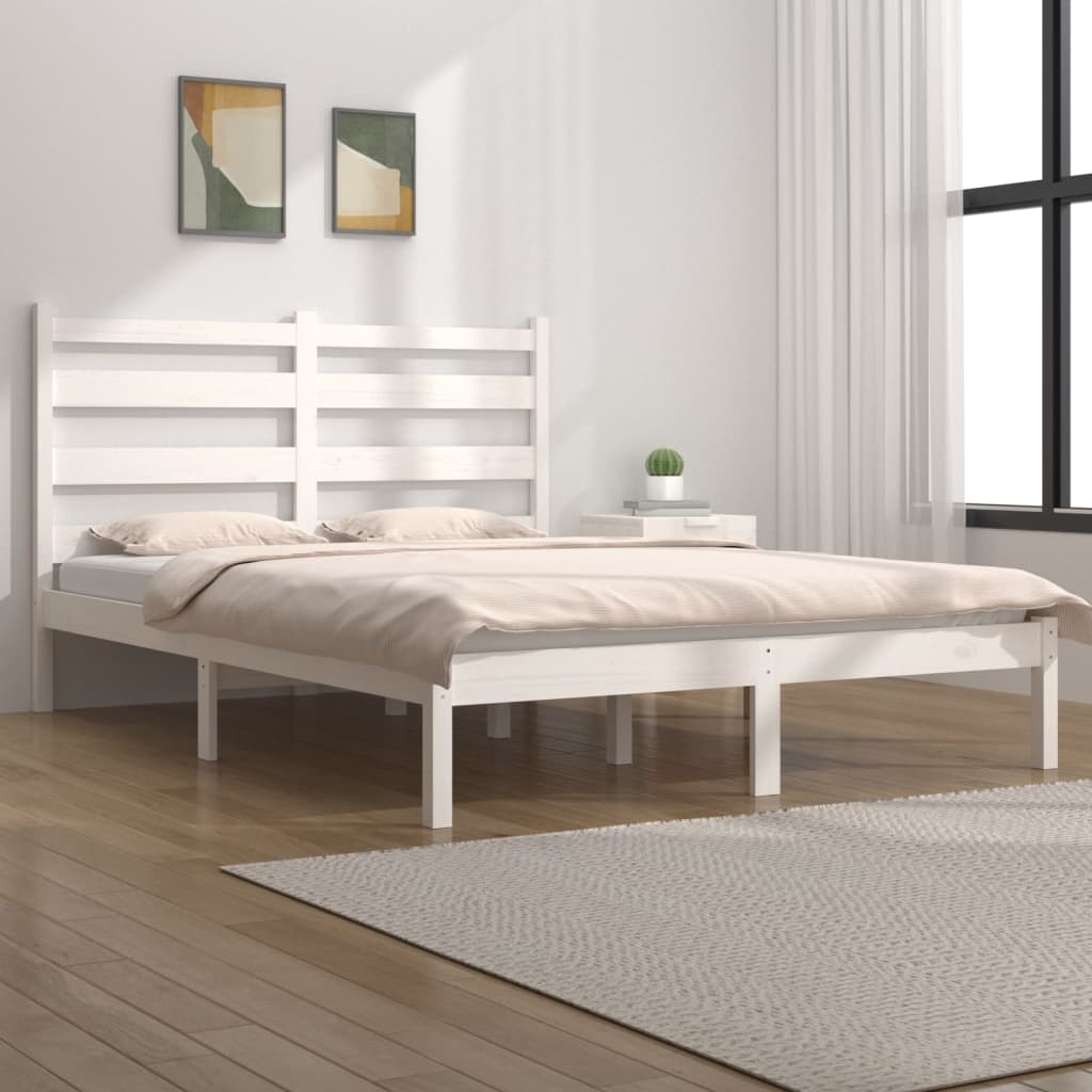 Vetonek Estructura de cama madera maciza de pino blanco 120x200 cm