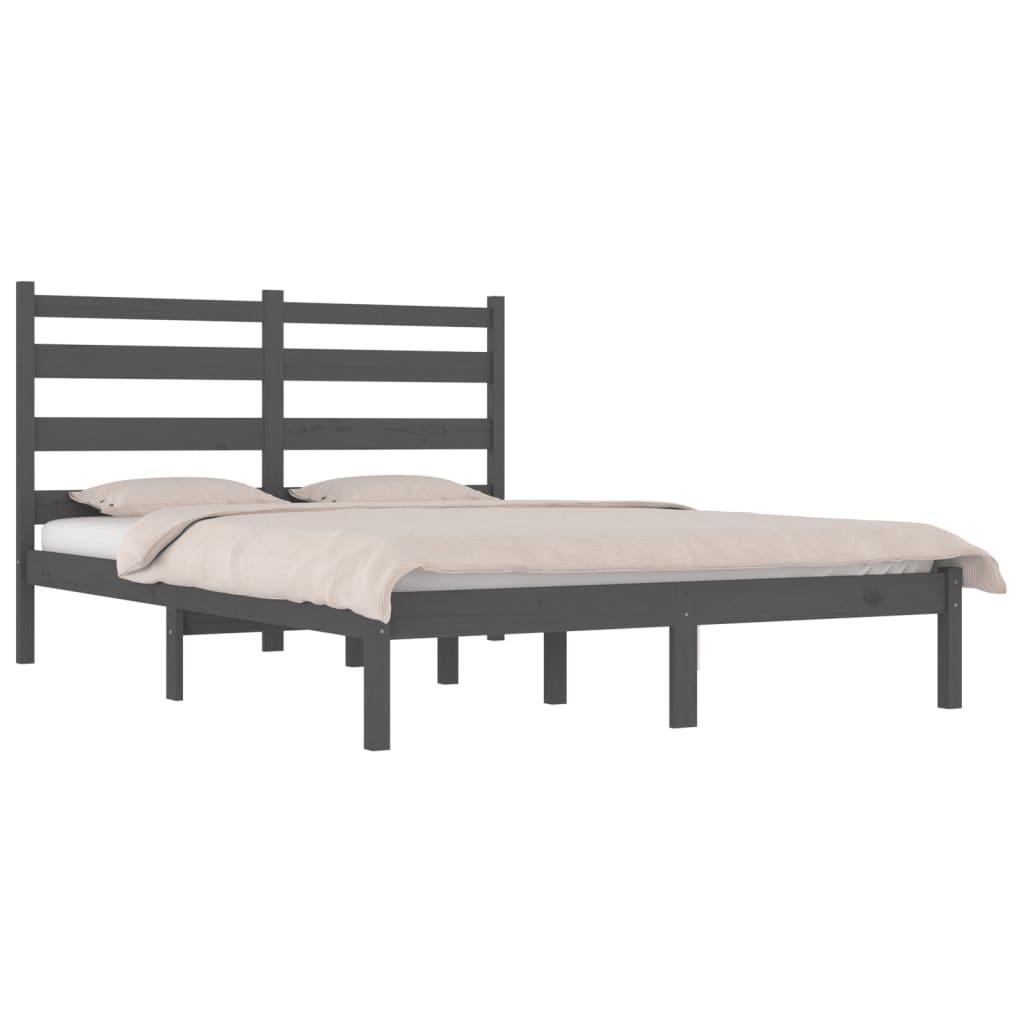 Estructura de cama madera maciza de pino gris 120x200 cm - Vetonek