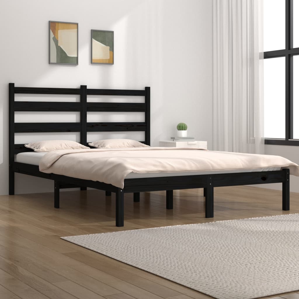 Vetonek Estructura de cama madera maciza de pino negro 120x200 cm