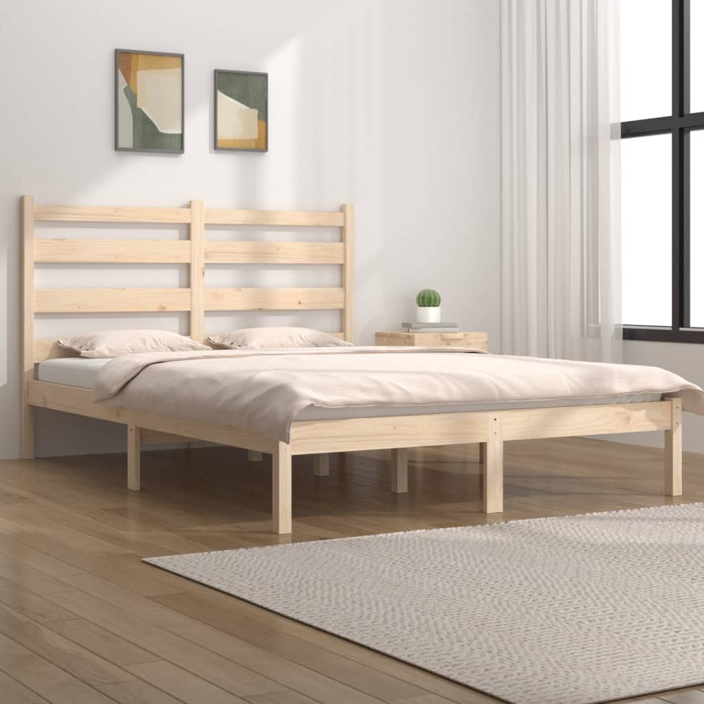 Vetonek Estructura de cama doble sin colchón madera maciza