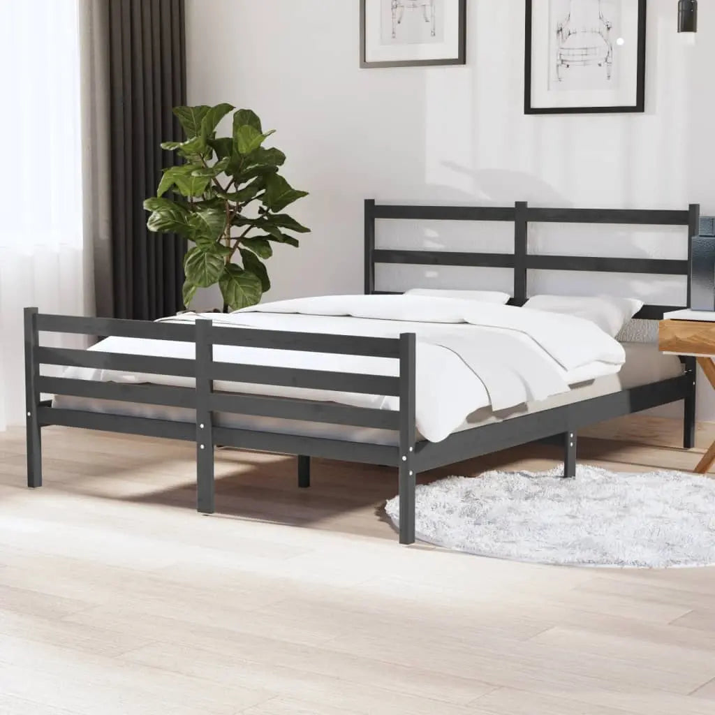 Vetonek Estructura de cama sin colchón madera pino gris 140x190 cm