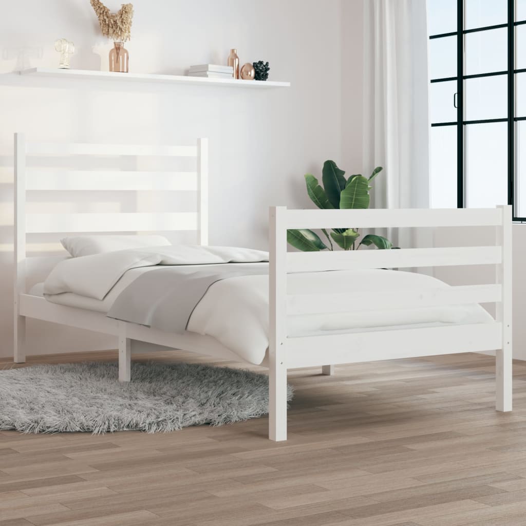 Vetonek Estructura de cama sin colchón madera pino blanco 100x200 cm