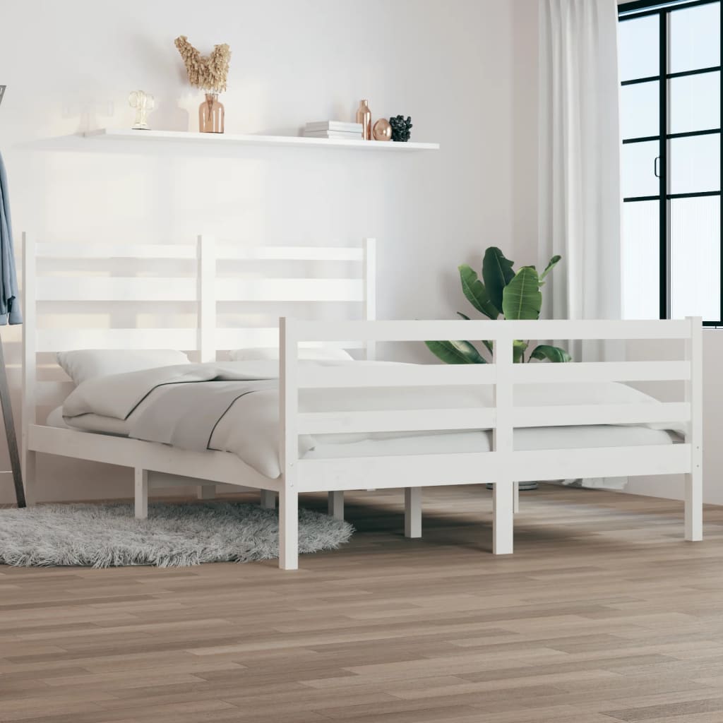 Vetonek Estructura de cama sin colchón madera de pino blanco 140x200 cm