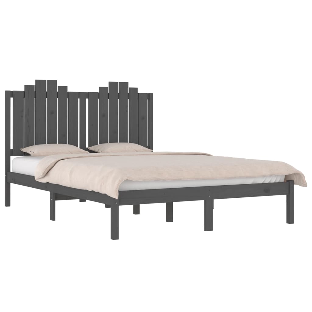 Estructura de cama madera maciza de pino gris 120x200 cm - Vetonek