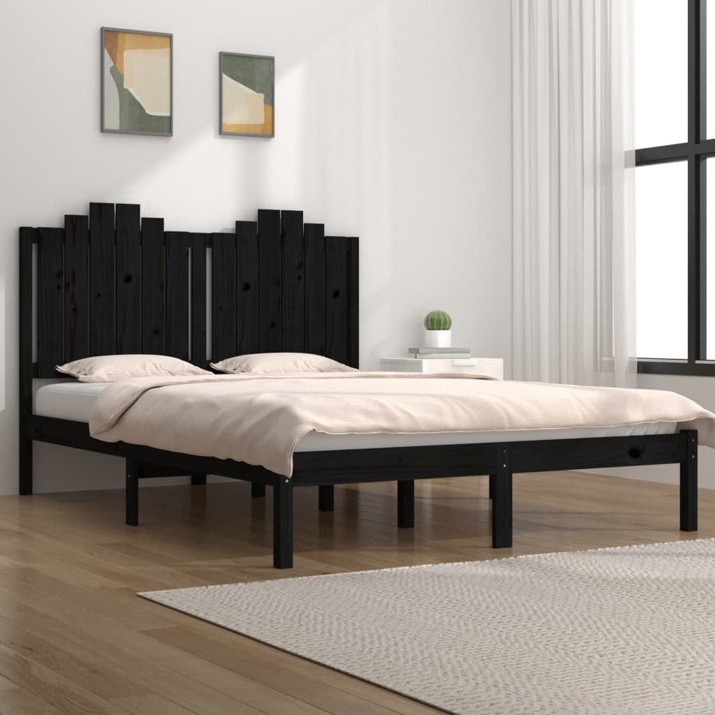 Vetonek Estructura de cama madera maciza de pino negro 120x200 cm