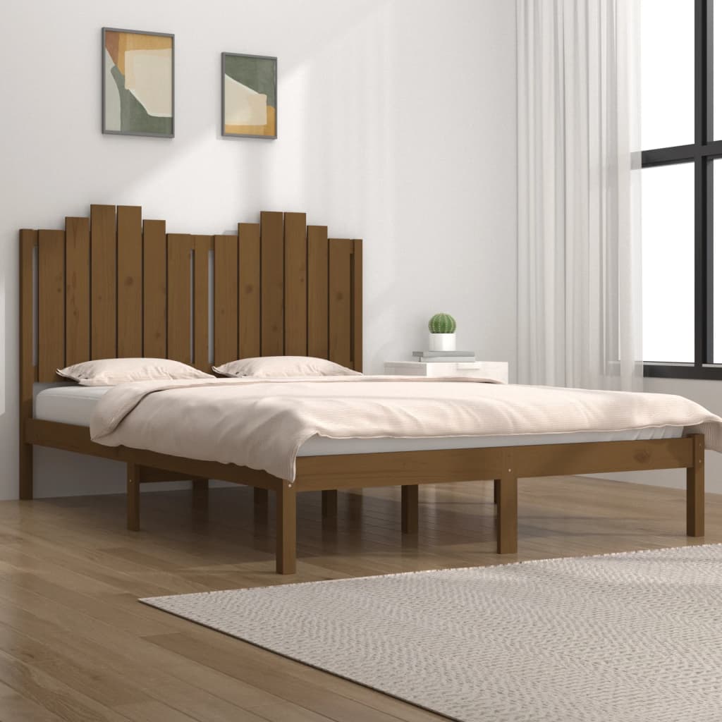 Vetonek Estructura de cama madera maciza de pino marrón miel 200x200 cm