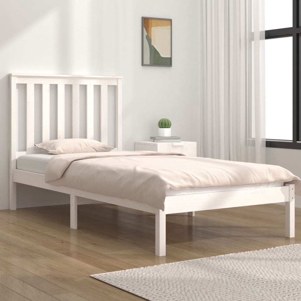 Vetonek Estructura de cama madera maciza de pino blanco 100x200 cm