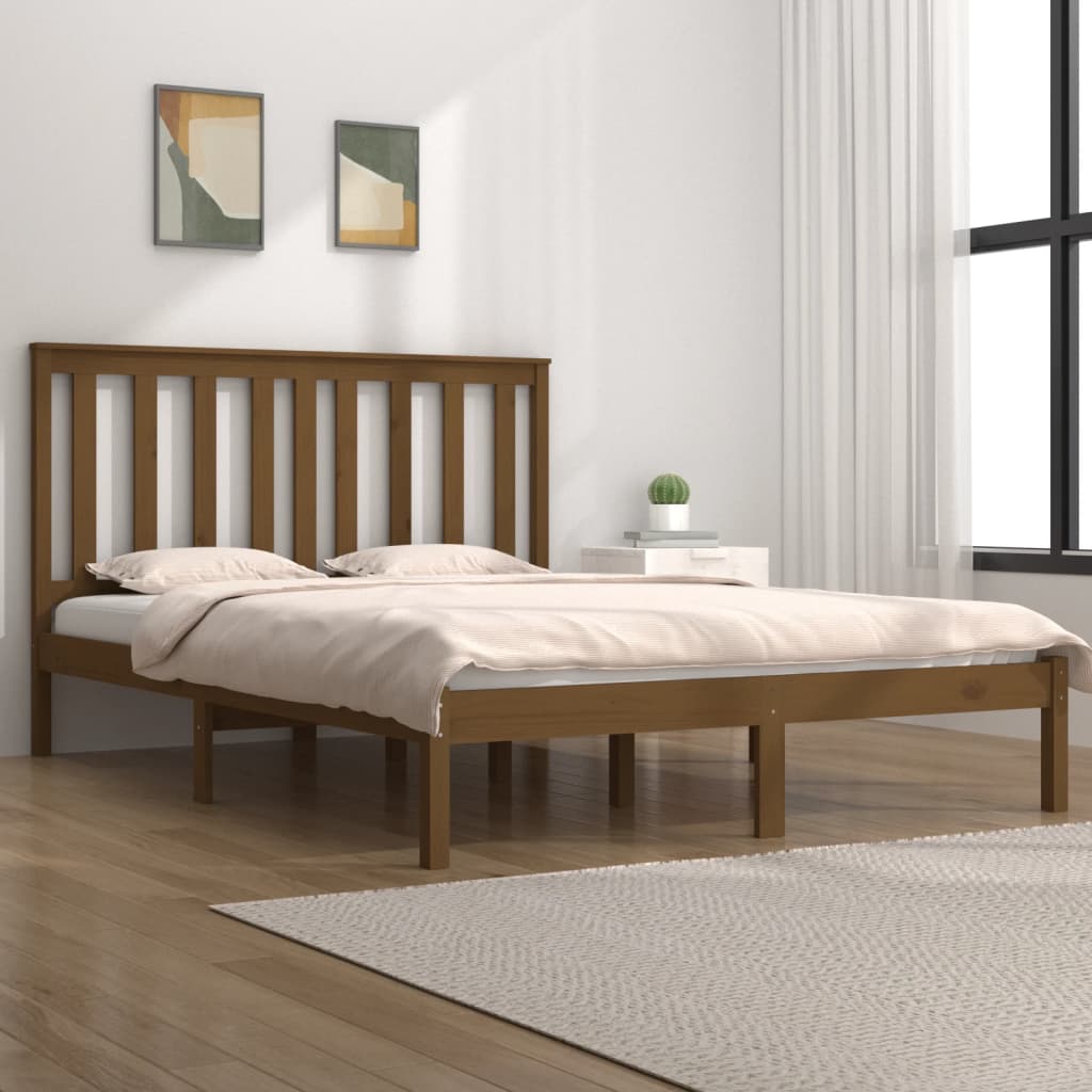 Vetonek Estructura de cama madera maciza de pino marrón miel 120x200 cm