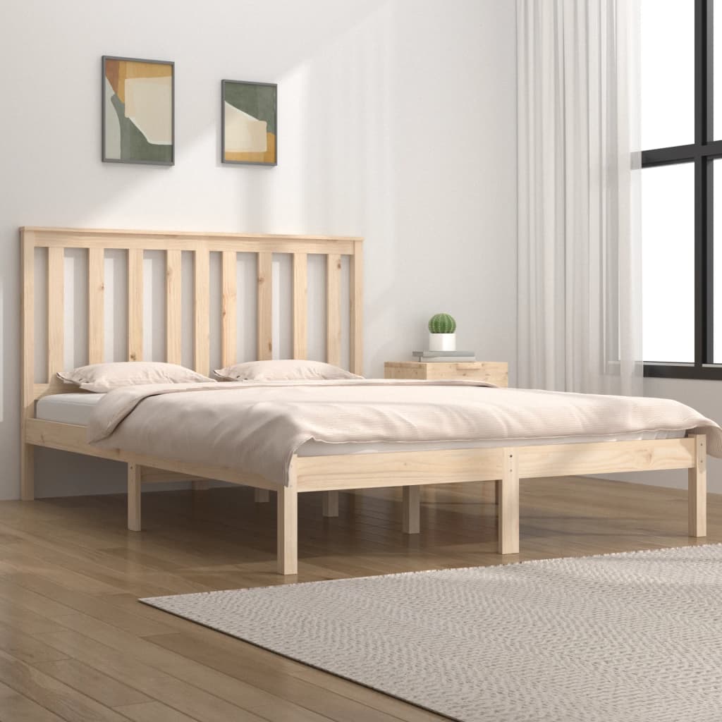 Vetonek Estructura de cama doble sin colchón madera maciza