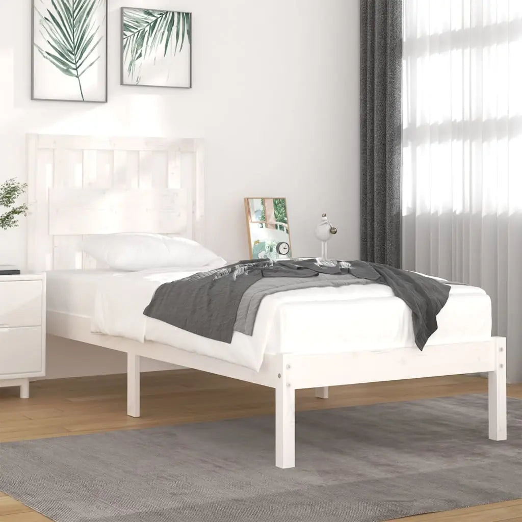 Vetonek Estructura de cama madera maciza de pino blanca 100x200 cm