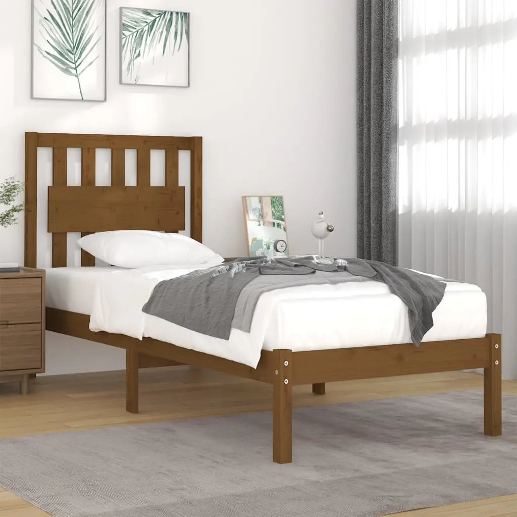 Vetonek Estructura de cama madera maciza pino marrón miel 100x200 cm