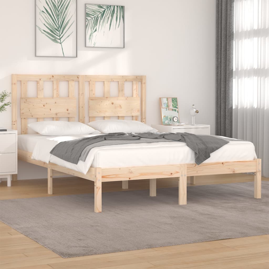 Vetonek Estructura de cama doble sin colchón madera maciza