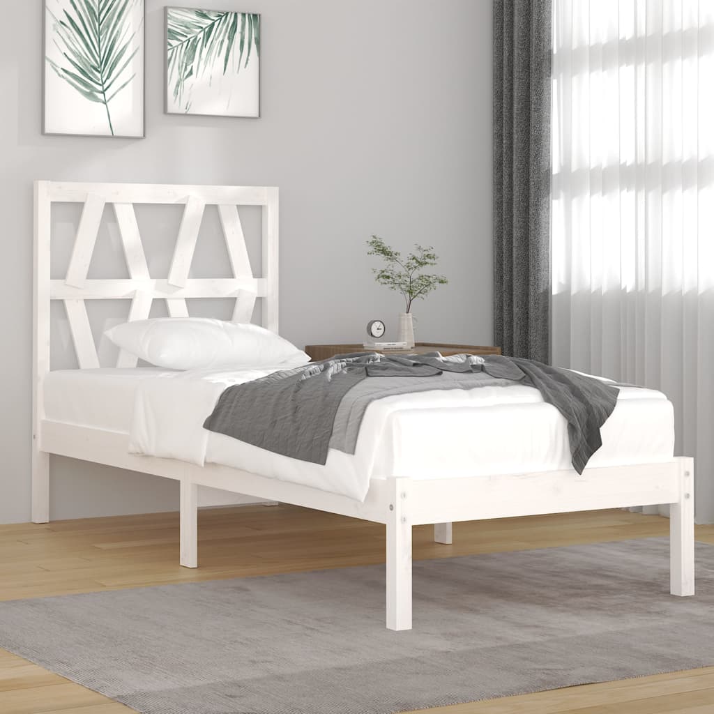 Vetonek Estructura de cama madera maciza de pino blanco 90x200 cm