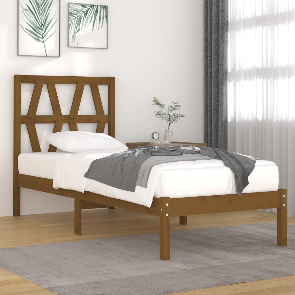 Vetonek Estructura de cama madera maciza pino marrón miel 100x200 cm