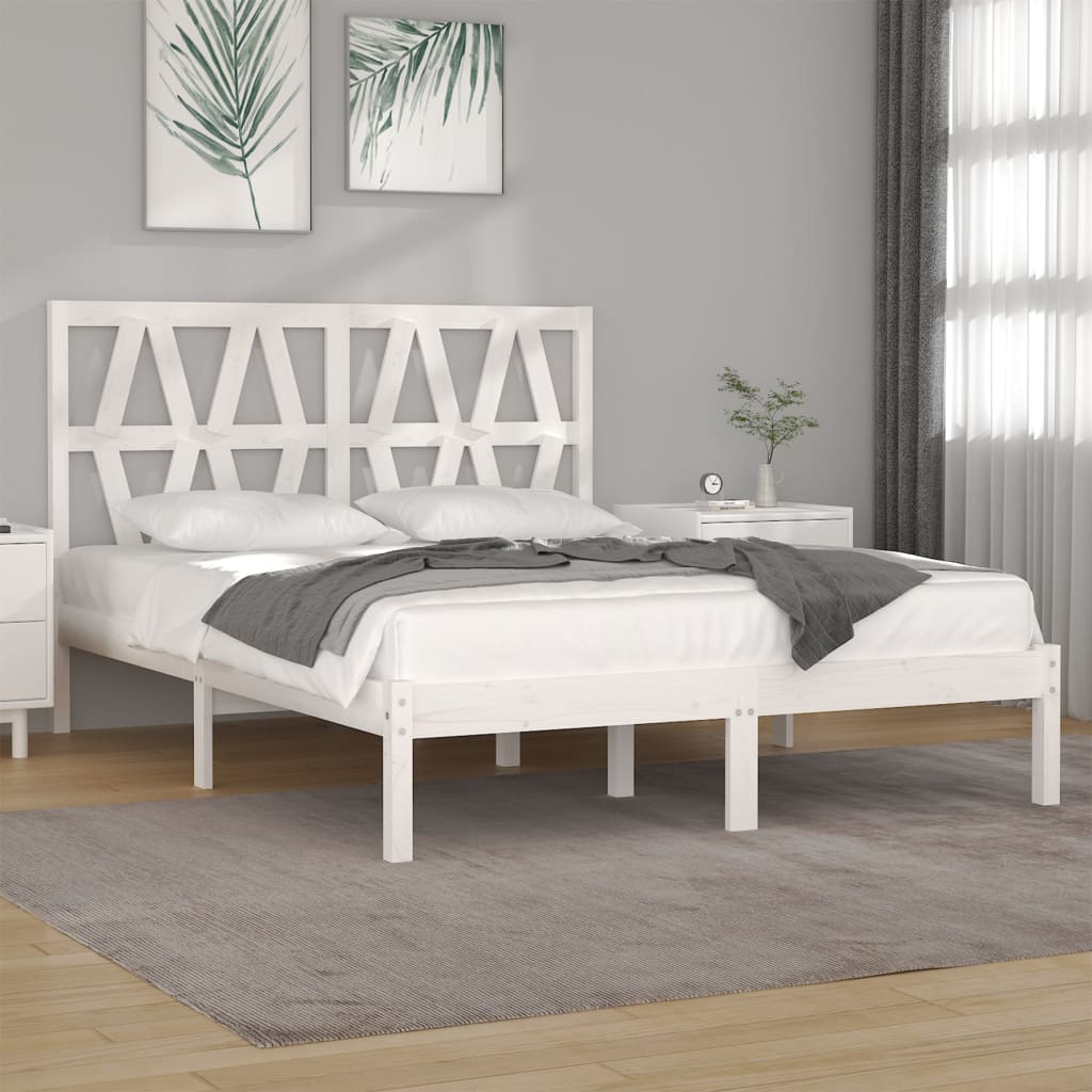 Vetonek Estructura de cama madera maciza de pino blanco 120x200 cm