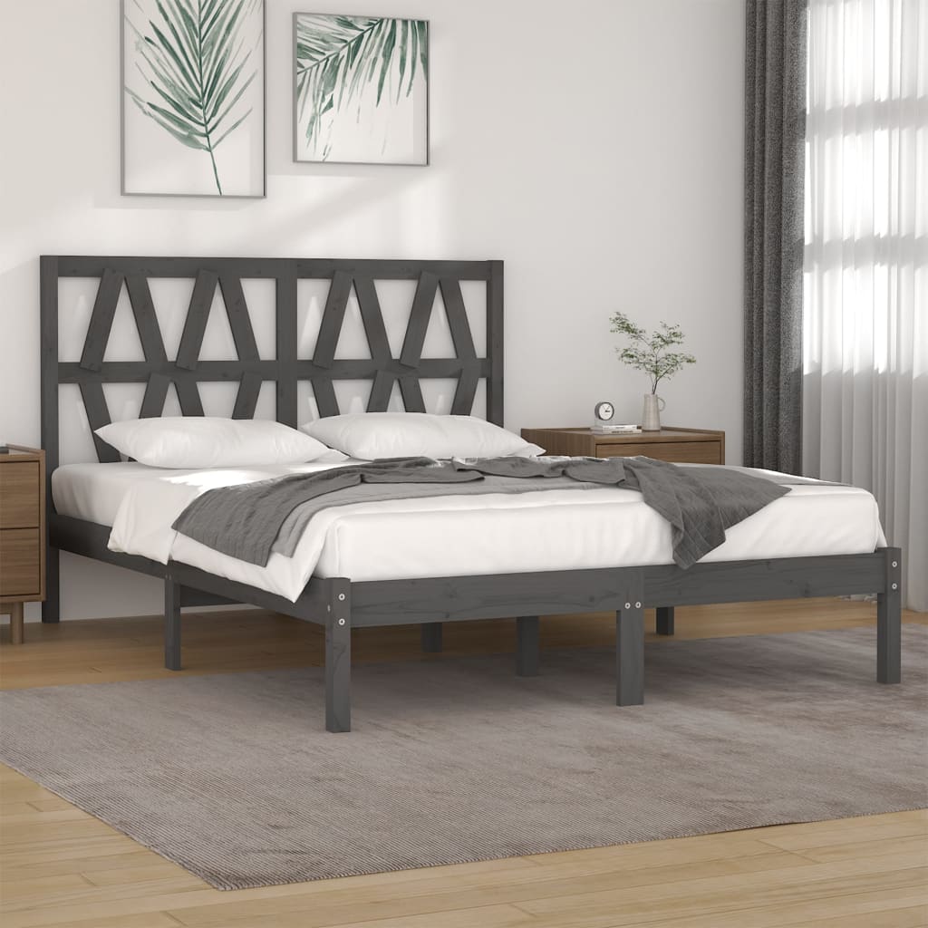 Estructura de cama madera maciza de pino gris 120x200 cm