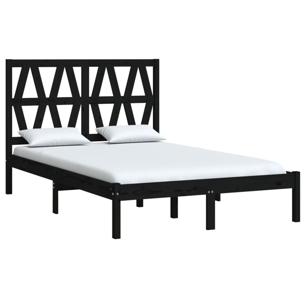 Black pine wooden bed structure 120x200 cm