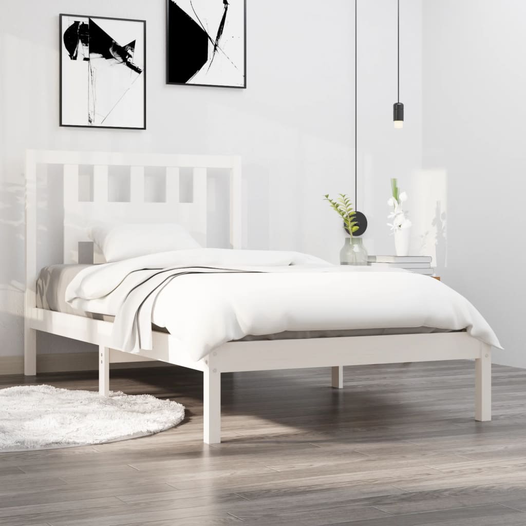 Vetonek Estructura de cama madera maciza de pino blanco 90x200 cm