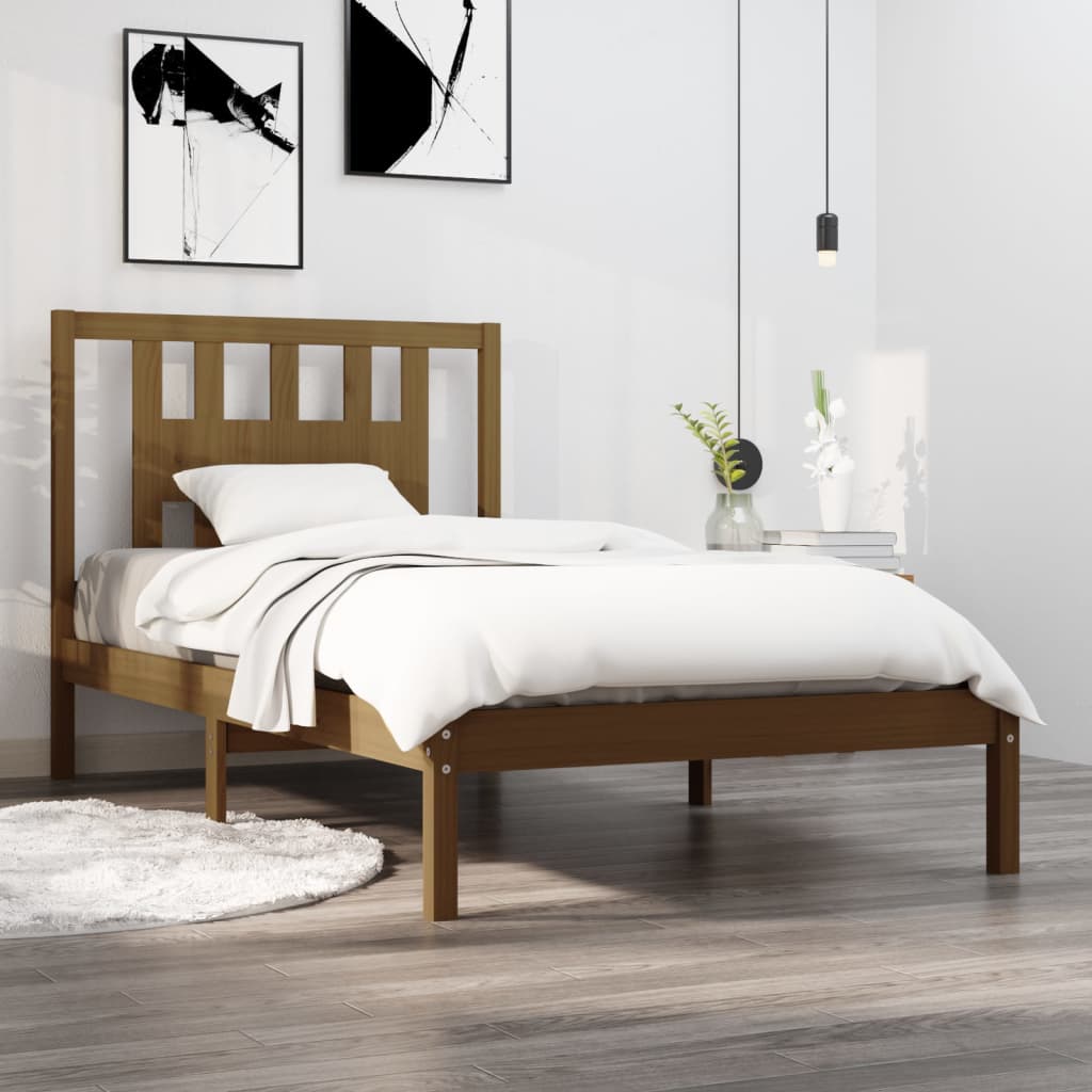 Vetonek Estructura de cama madera maciza de pino marrón miel 100x200 cm