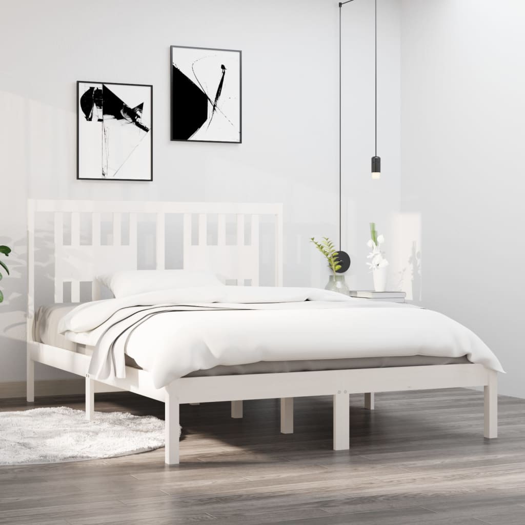 Vetonek Estructura de cama madera maciza de pino blanco 120x200 cm