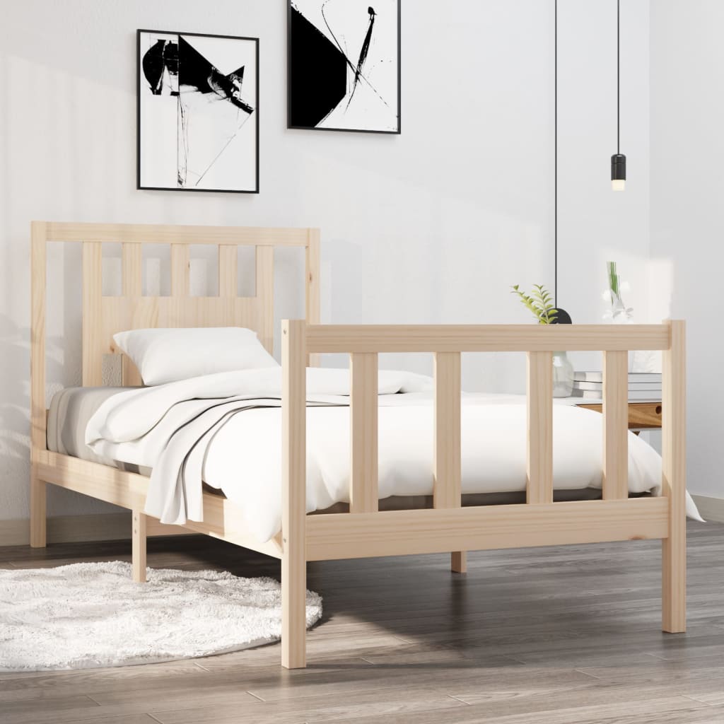 Vetonek Estructura cama individual sin colchón madera maciza 90x190 cm