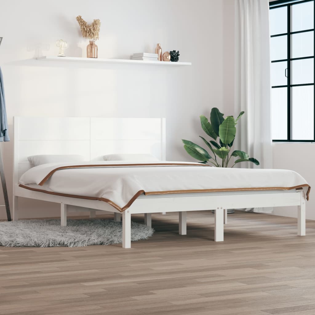 Vetonek Estructura de cama sin colchón madera de pino blanca 140x190 cm