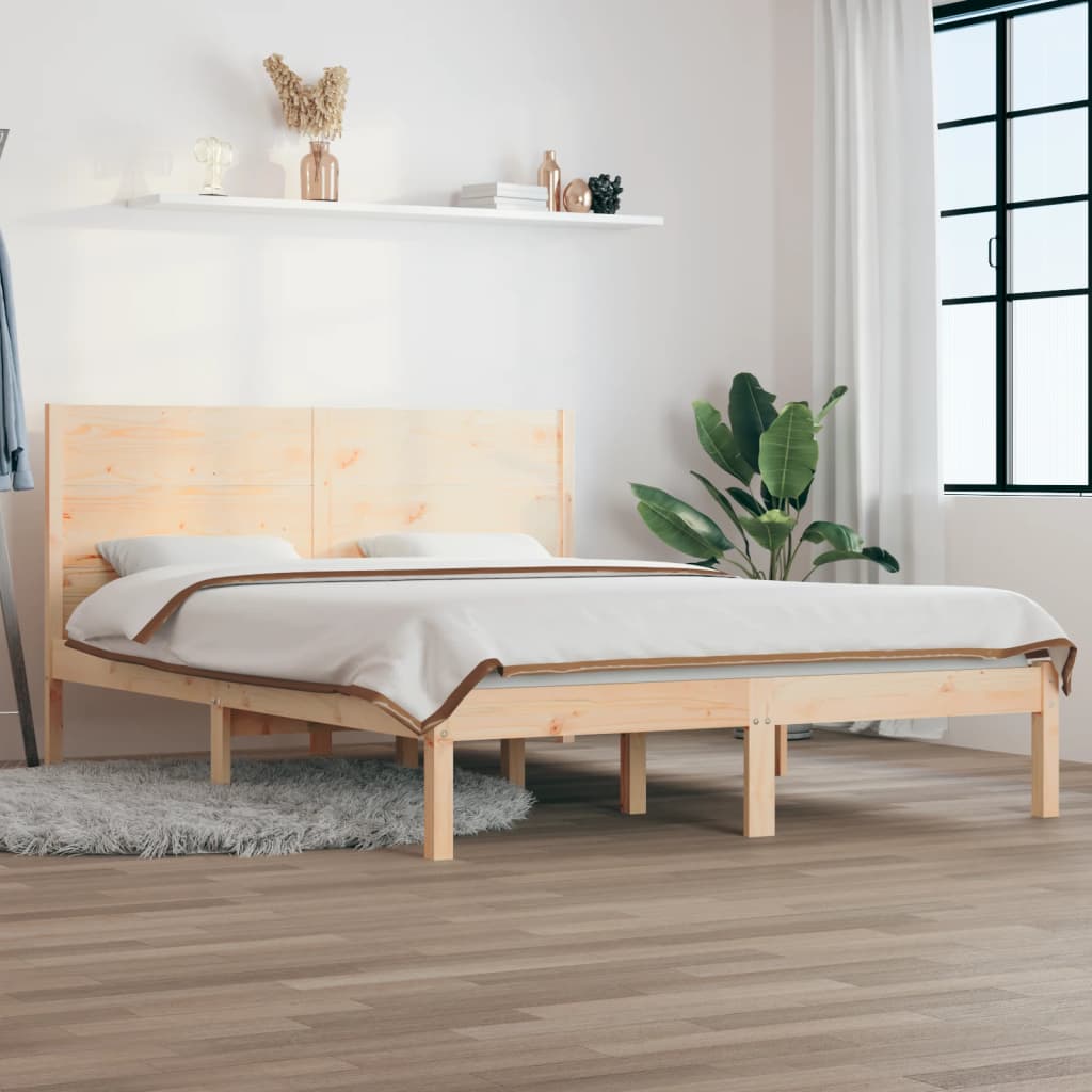 Vetonek Estructura de cama sin colchón madera de pino blanca 140x200 cm