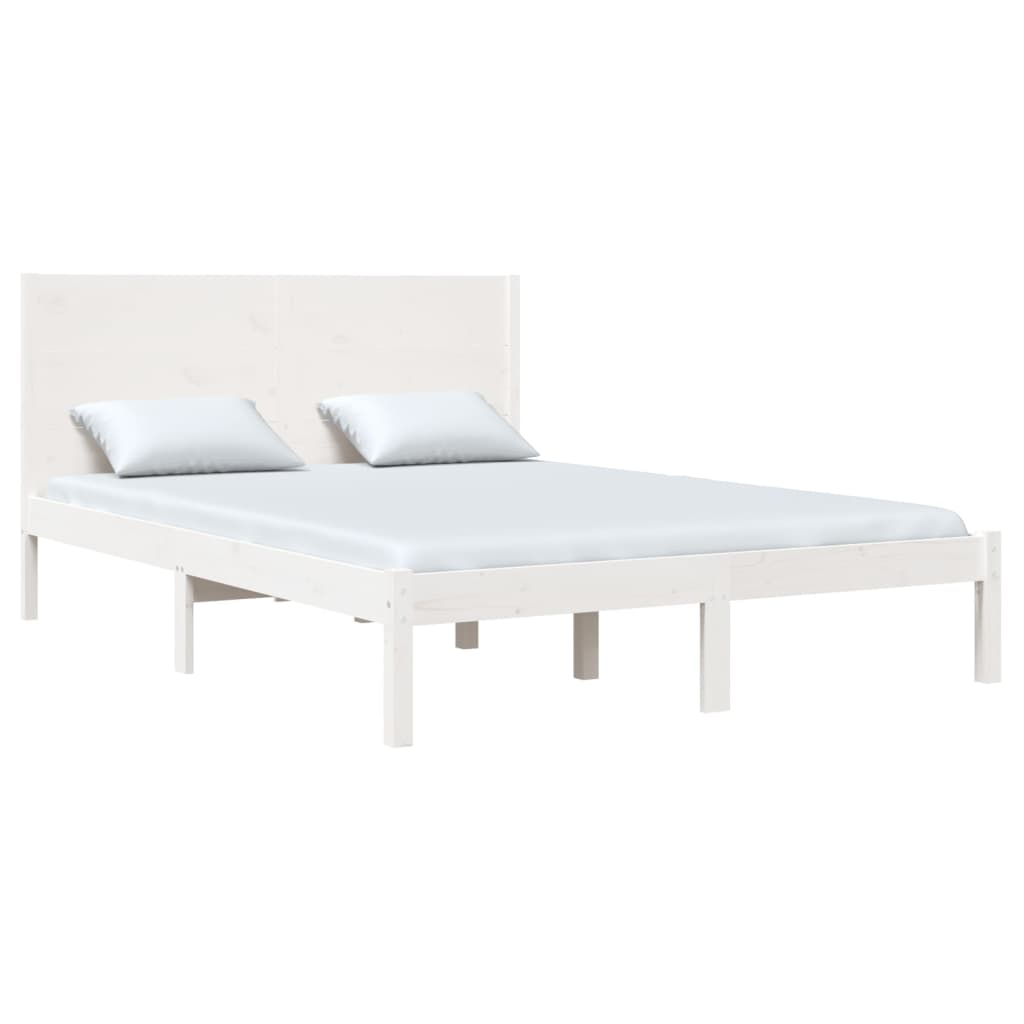 Estructura de cama sin colchón madera de pino blanca 140x200 cm