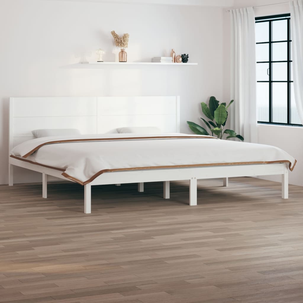 Vetonek Estructura de cama sin colchón madera maciza blanca 200x200 cm