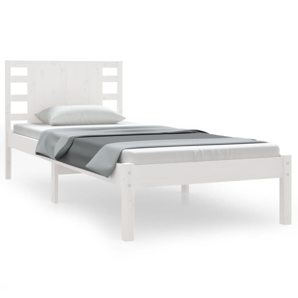 Estructura de cama sin colchón madera de pino blanca 90x200 cm - Vetonek