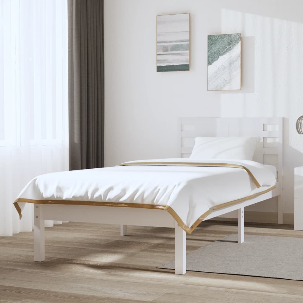 Vetonek Estructura de cama sin colchón madera de pino blanca 90x200 cm