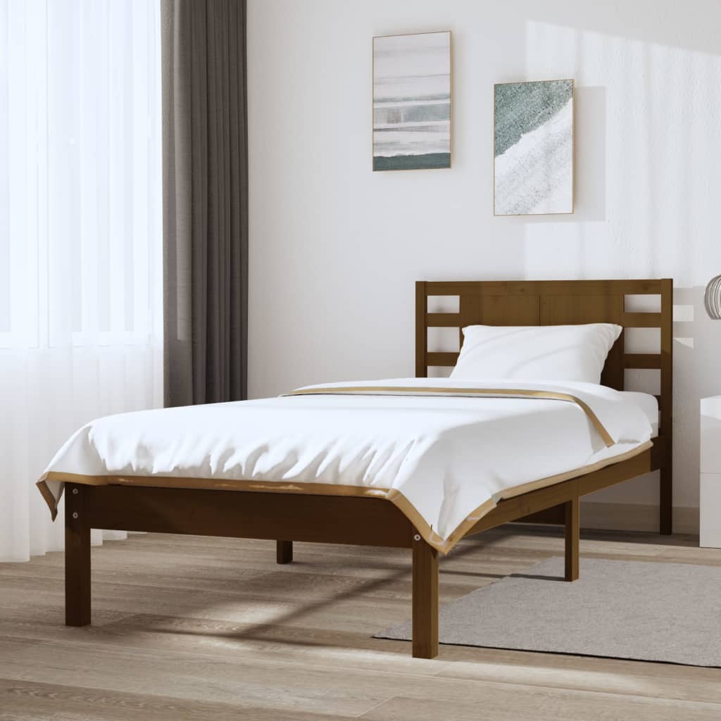 Vetonek Estructura de cama madera maciza pino marrón miel 100x200 cm