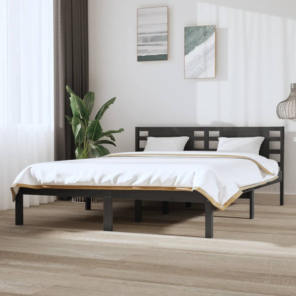 Vetonek Estructura de cama madera maciza de pino gris 120x200 cm