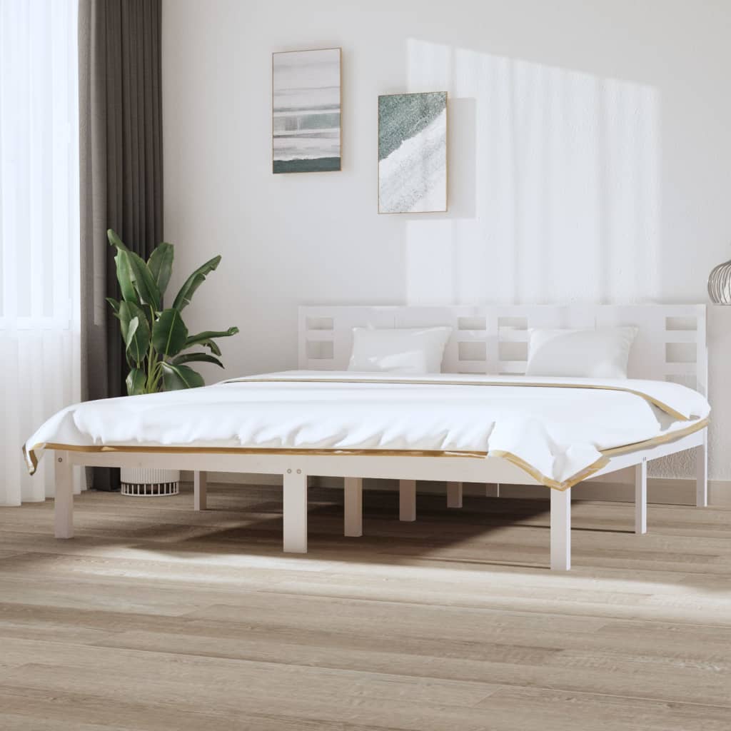 Vetonek Estructura de cama sin colchón madera maciza blanca 200x200 cm