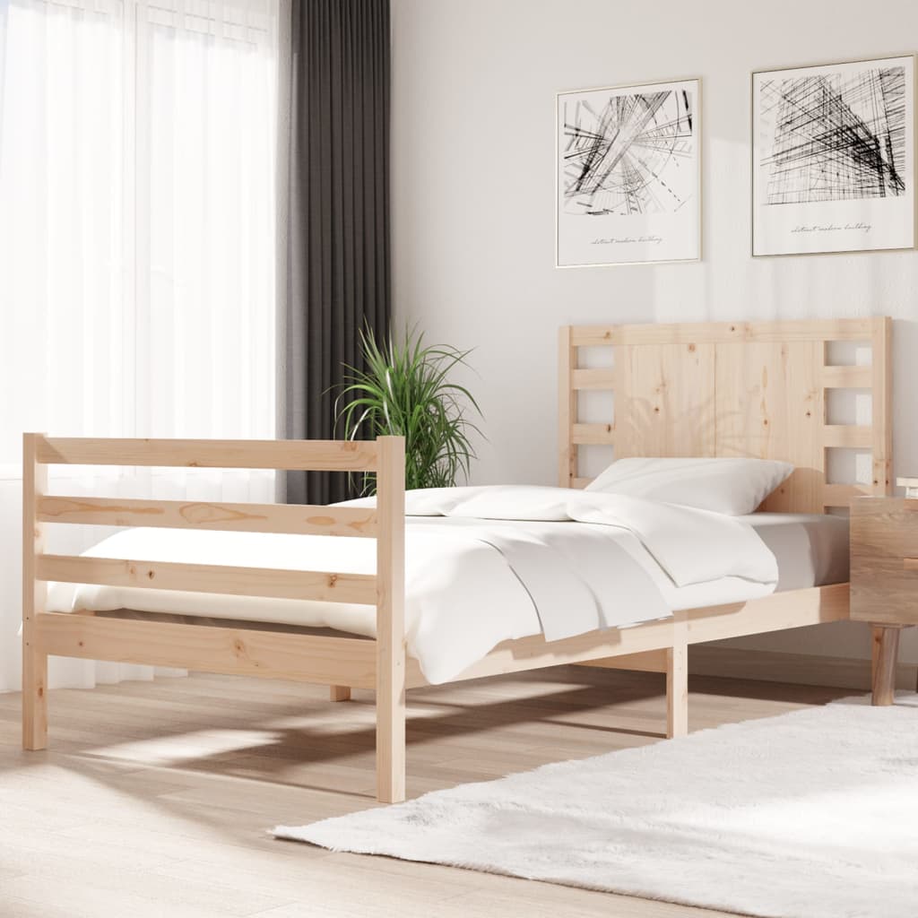 Vetonek Estructura de cama sin colchón madera maciza pino 75x190 cm