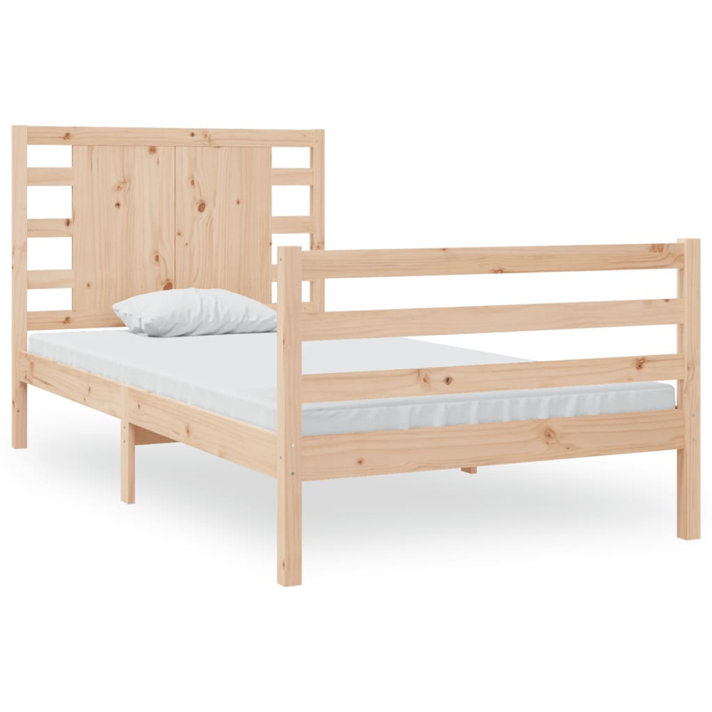 Vetonek Estructura de cama sin colchón madera maciza de pino 90x190 cm