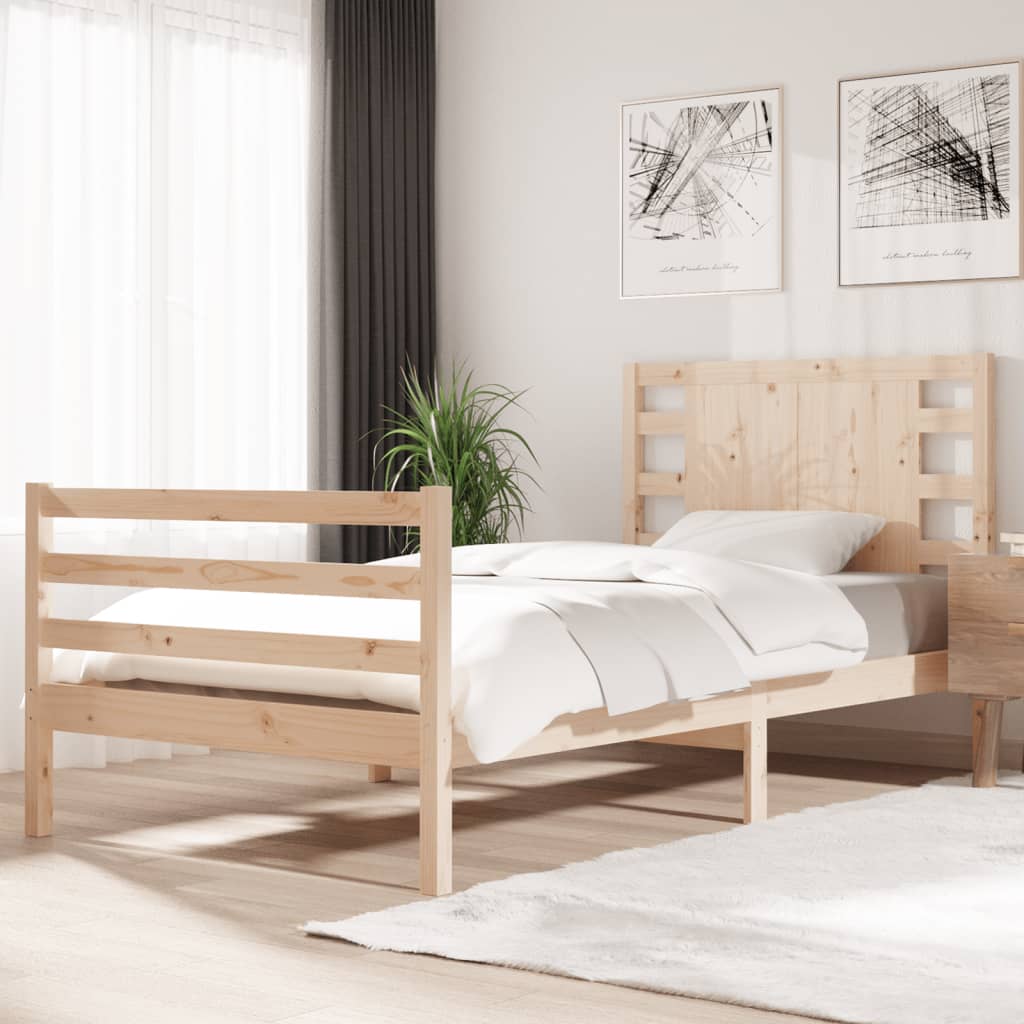 Vetonek Estructura de cama sin colchón madera maciza de pino 90x190 cm