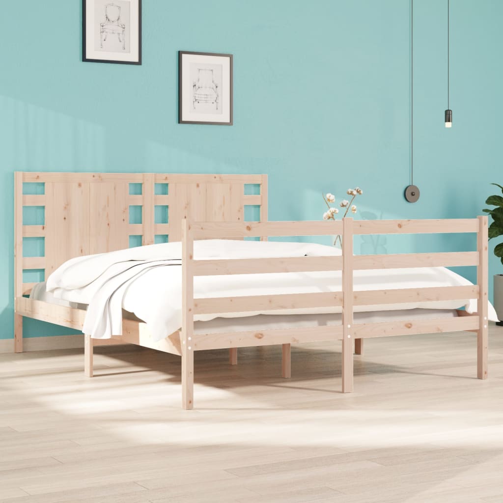 Vetonek Estructura de cama sin colchón madera maciza de pino 120x190 cm