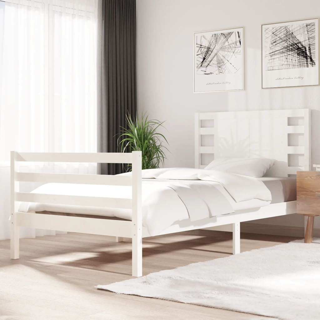 Vetonek Estructura de cama sin colchón madera de pino blanca 90x200 cm