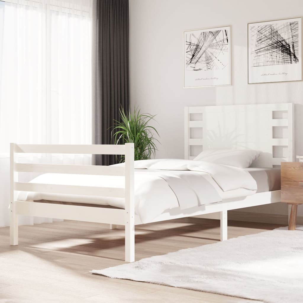 Vetonek Estructura cama sin colchón madera maciza pino blanca 100x200cm