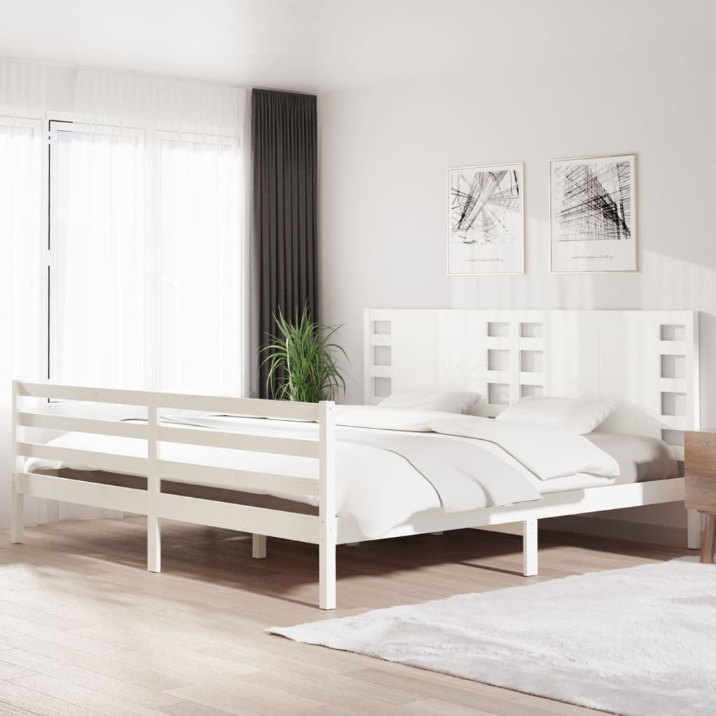 Vetonek Estructura de cama sin colchón madera maciza blanca 200x200 cm