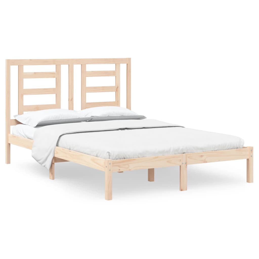 Estructura de cama sin colchón madera maciza de pino 135x190 cm V0737 Vetonek