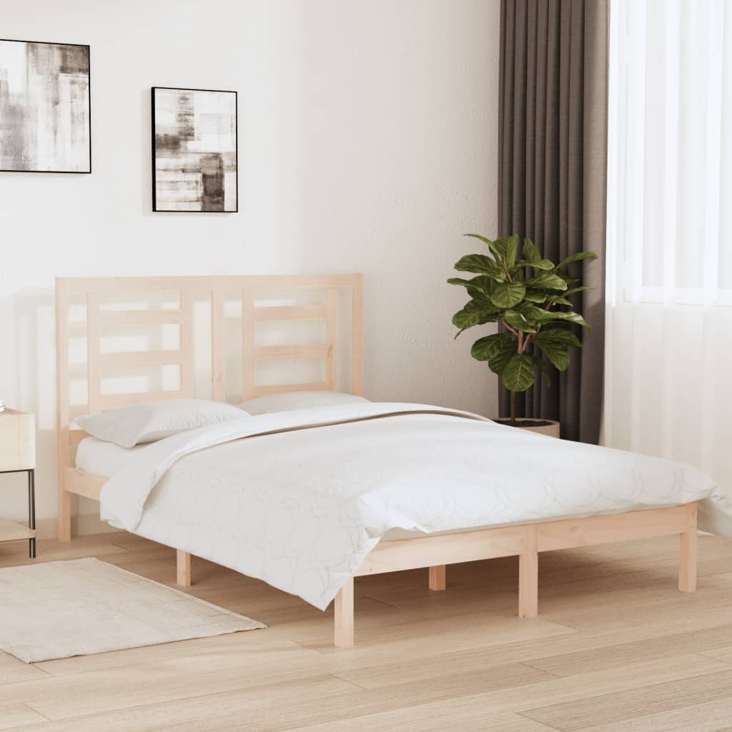 Estructura de cama sin colchón madera maciza de pino 135x190 cm V0737 Vetonek