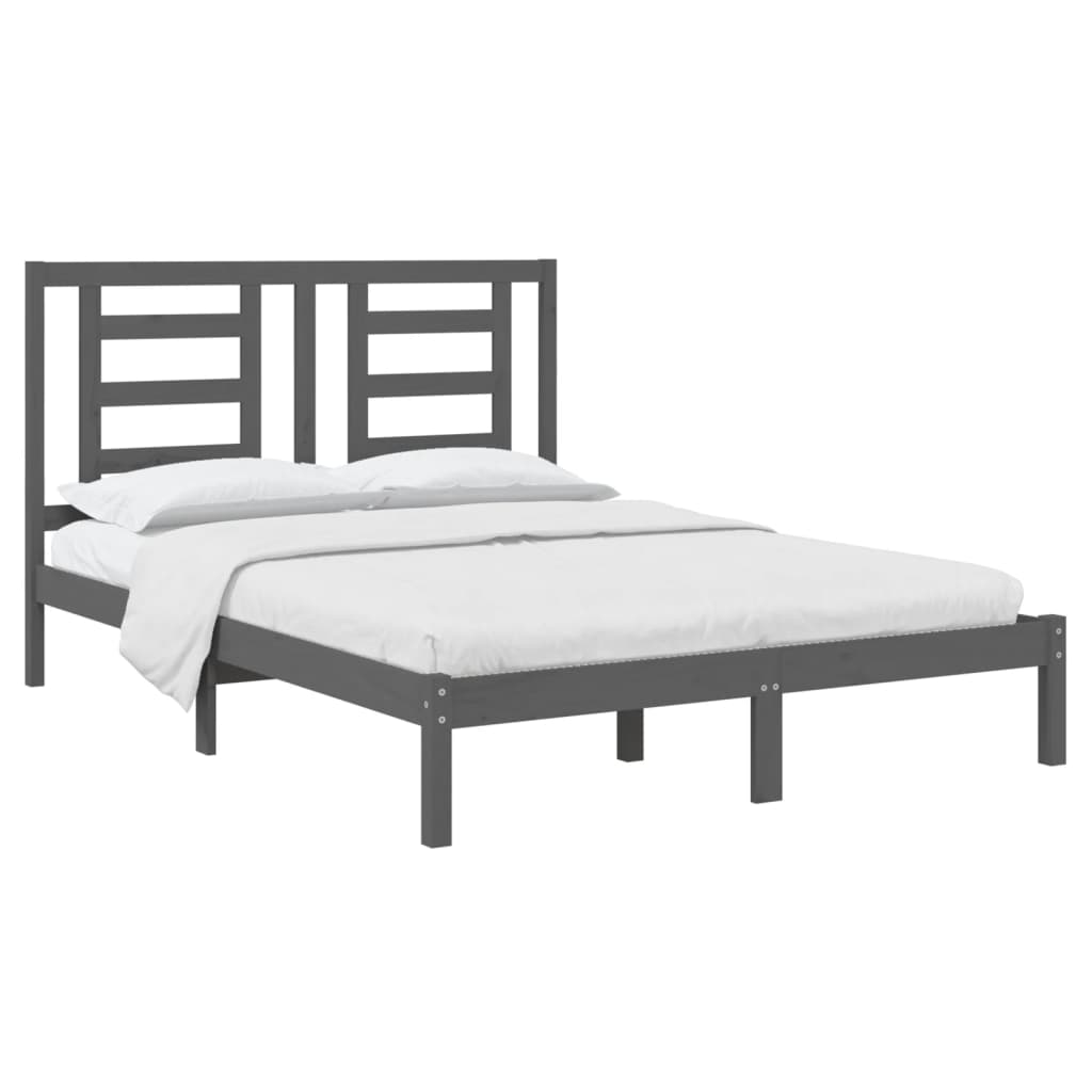 Double gray double pine wooden bed structure 135x190cm