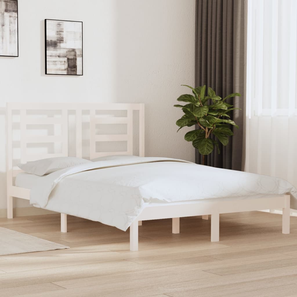 Vetonek Estructura de cama sin colchón madera de pino blanca 140x190 cm