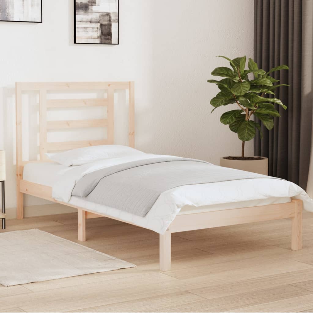 Vetonek Estructura de cama sin colchón madera maciza de pino 90x200 cm