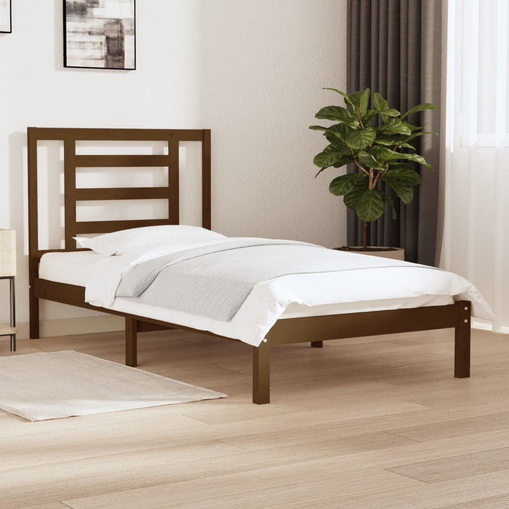 Vetonek Estructura de cama madera maciza de pino marrón miel 100x200 cm