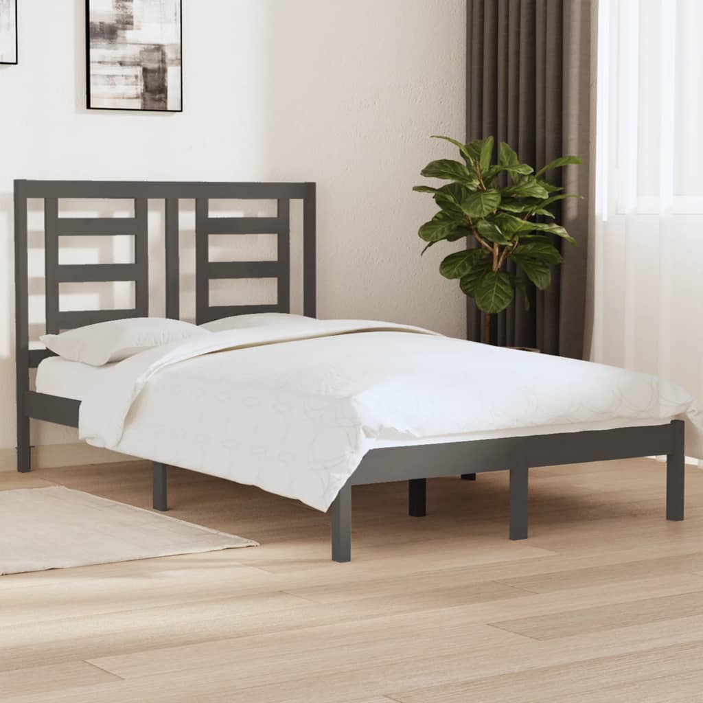 Vetonek Estructura de cama madera maciza de pino gris 120x200 cm