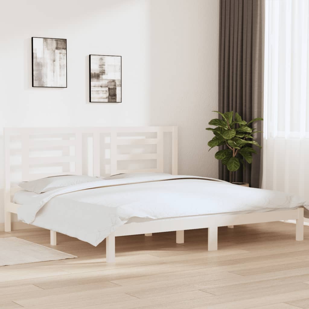 Vetonek Estructura de cama sin colchón madera maciza blanca 200x200 cm